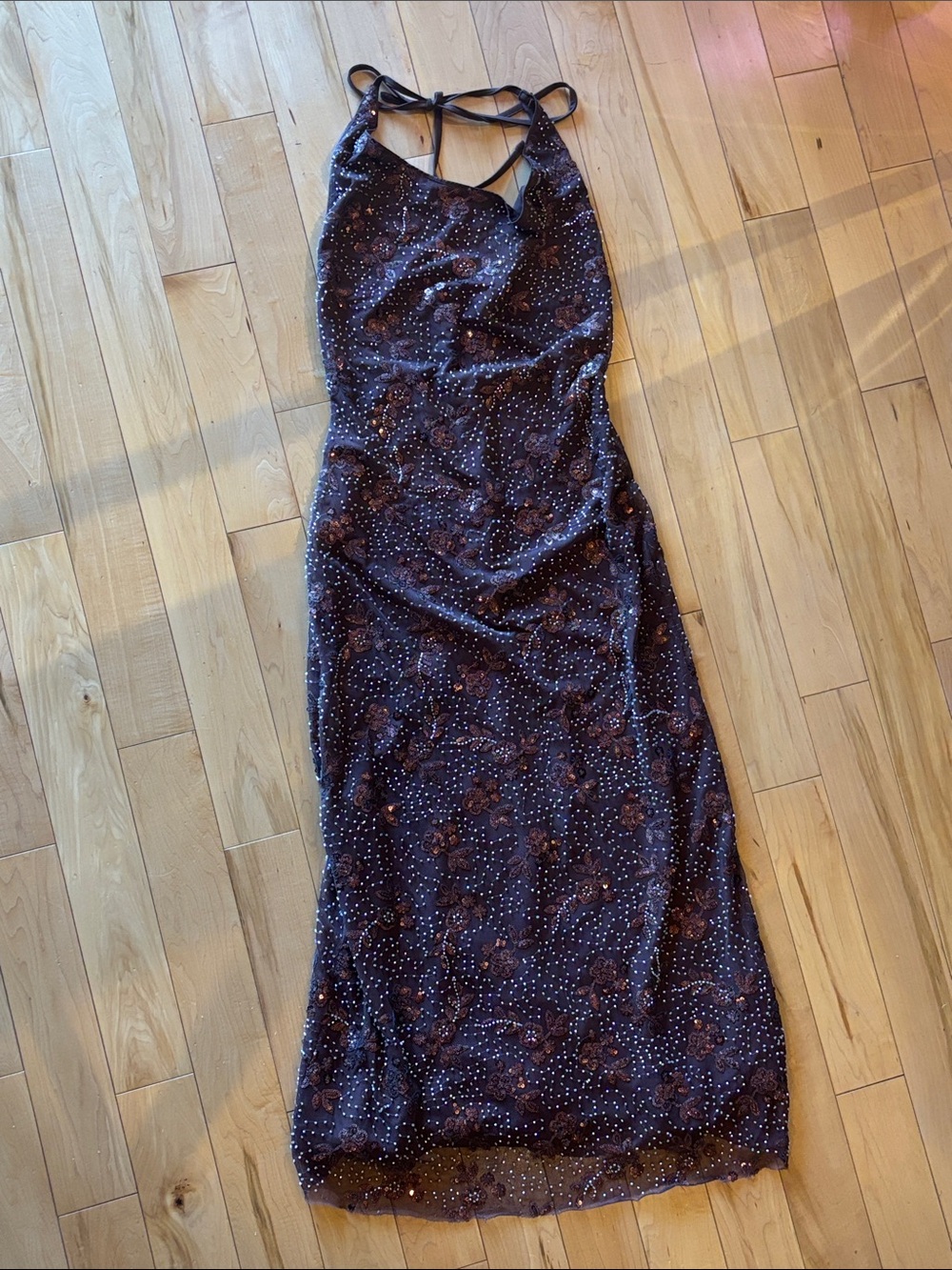 Commense Brown Beaded Maxi Dress - Picture 2 of 9